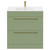 Napoli Olive Green 800mm Floor Standing Vanity Unit with 1 Tap Hole Minimalist Basin and 2 Drawers with Brushed Brass Handles Front View