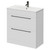 Napoli Gloss White 800mm Floor Standing Vanity Unit with 1 Tap Hole Minimalist Basin and 2 Drawers with Gunmetal Grey Handles Right Hand View
