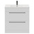 Napoli Gloss White 800mm Floor Standing Vanity Unit with 1 Tap Hole Minimalist Basin and 2 Drawers with Gunmetal Grey Handles Front View