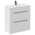 Napoli Gloss White 800mm Floor Standing Vanity Unit with 1 Tap Hole Minimalist Basin and 2 Drawers with Gunmetal Grey Handles Left Hand View