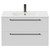 Napoli Gloss White 800mm Wall Mounted Vanity Unit with 1 Tap Hole Minimalist Basin and 2 Drawers with Gunmetal Grey Handles Front View