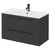 Napoli Gloss Grey 800mm Wall Mounted Vanity Unit with 1 Tap Hole Minimalist Basin and 2 Drawers with Gunmetal Grey Handles Right Hand View