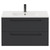 Napoli Gloss Grey 800mm Wall Mounted Vanity Unit with 1 Tap Hole Minimalist Basin and 2 Drawers with Gunmetal Grey Handles Front View