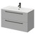 Napoli Gloss Grey Pearl 800mm Wall Mounted Vanity Unit with 1 Tap Hole Minimalist Basin and 2 Drawers with Gunmetal Grey Handles Right Hand View