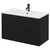 Napoli Nero Oak 800mm Wall Mounted Vanity Unit with 1 Tap Hole Minimalist Basin and 2 Drawers with Gunmetal Grey Handles Right Hand View