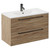 Napoli Bordalino Oak 800mm Wall Mounted Vanity Unit with 1 Tap Hole Minimalist Basin and 2 Drawers with Gunmetal Grey Handles Left Hand View