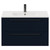 Napoli Deep Blue 800mm Wall Mounted Vanity Unit with 1 Tap Hole Minimalist Basin and 2 Drawers with Gunmetal Grey Handles Front View