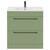 Napoli Olive Green 800mm Floor Standing Vanity Unit with 1 Tap Hole Minimalist Basin and 2 Drawers with Gunmetal Grey Handles Front View