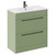 Napoli Olive Green 800mm Floor Standing Vanity Unit with 1 Tap Hole Minimalist Basin and 2 Drawers with Gunmetal Grey Handles Left Hand View