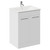 Napoli Gloss White 600mm Floor Standing Vanity Unit with 1 Tap Hole Minimalist Basin and 2 Doors with Chrome Handles Left Hand View