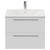 Napoli Gloss White 600mm Wall Mounted Vanity Unit with 1 Tap Hole Minimalist Basin and 2 Drawers with Chrome Handles Front View
