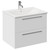 Napoli Gloss White 600mm Wall Mounted Vanity Unit with 1 Tap Hole Minimalist Basin and 2 Drawers with Chrome Handles Left Hand View