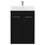 Napoli Nero Oak 600mm Floor Standing Vanity Unit with 1 Tap Hole Minimalist Basin and 2 Doors with Chrome Handles Front View
