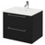 Napoli Nero Oak 600mm Wall Mounted Vanity Unit with 1 Tap Hole Minimalist Basin and 2 Drawers with Chrome Handles Right Hand View