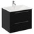 Napoli Nero Oak 600mm Wall Mounted Vanity Unit with 1 Tap Hole Minimalist Basin and 2 Drawers with Chrome Handles Left Hand View