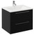 Napoli Nero Oak 600mm Wall Mounted Vanity Unit with 1 Tap Hole Minimalist Basin and 2 Drawers with Chrome Handles Left Hand View