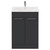 Napoli Gloss Grey 600mm Floor Standing Vanity Unit with 1 Tap Hole Minimalist Basin and 2 Doors with Chrome Handles Front View