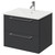 Napoli Gloss Grey 600mm Wall Mounted Vanity Unit with 1 Tap Hole Minimalist Basin and 2 Drawers with Chrome Handles Right Hand View