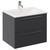 Napoli Gloss Grey 600mm Wall Mounted Vanity Unit with 1 Tap Hole Minimalist Basin and 2 Drawers with Chrome Handles Left Hand View