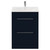 Napoli Deep Blue 600mm Floor Standing Vanity Unit with 1 Tap Hole Minimalist Basin and 2 Drawers with Chrome Handles Front View
