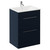 Napoli Deep Blue 600mm Floor Standing Vanity Unit with 1 Tap Hole Minimalist Basin and 2 Drawers with Chrome Handles Left Hand View