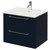 Napoli Deep Blue 600mm Wall Mounted Vanity Unit with 1 Tap Hole Minimalist Basin and 2 Drawers with Chrome Handles Right Hand View
