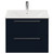 Napoli Deep Blue 600mm Wall Mounted Vanity Unit with 1 Tap Hole Minimalist Basin and 2 Drawers with Chrome Handles Front View