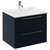 Napoli Deep Blue 600mm Wall Mounted Vanity Unit with 1 Tap Hole Minimalist Basin and 2 Drawers with Chrome Handles Left Hand View