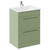 Napoli Olive Green 600mm Floor Standing Vanity Unit with 1 Tap Hole Minimalist Basin and 2 Drawers with Chrome Handles Left Hand View