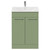Napoli Olive Green 600mm Floor Standing Vanity Unit with 1 Tap Hole Minimalist Basin and 2 Doors with Chrome Handles Front View