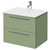 Napoli Olive Green 600mm Wall Mounted Vanity Unit with 1 Tap Hole Minimalist Basin and 2 Drawers with Chrome Handles Right Hand View