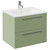 Napoli Olive Green 600mm Wall Mounted Vanity Unit with 1 Tap Hole Minimalist Basin and 2 Drawers with Chrome Handles Left Hand View