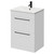 Napoli Gloss White 600mm Floor Standing Vanity Unit with 1 Tap Hole Minimalist Basin and 2 Drawers with Matt Black Handles Right Hand View