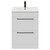 Napoli Gloss White 600mm Floor Standing Vanity Unit with 1 Tap Hole Minimalist Basin and 2 Drawers with Matt Black Handles Front View
