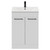 Napoli Gloss White 600mm Floor Standing Vanity Unit with 1 Tap Hole Minimalist Basin and 2 Doors with Matt Black Handles Front View