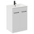 Napoli Gloss White 600mm Floor Standing Vanity Unit with 1 Tap Hole Minimalist Basin and 2 Doors with Matt Black Handles Left Hand View