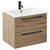 Napoli Bordalino Oak 600mm Wall Mounted Vanity Unit with 1 Tap Hole Minimalist Basin and 2 Drawers with Matt Black Handles Left Hand View