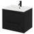 Napoli Nero Oak 600mm Wall Mounted Vanity Unit with 1 Tap Hole Minimalist Basin and 2 Drawers with Matt Black Handles Right Hand View Napoli Nero Oak 600mm Wall Mounted Vanity Unit with 1 Tap Hole Minimalist Basin and 2 Drawers with Matt Black Handles Right Hand View