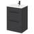 Napoli Gloss Grey 600mm Floor Standing Vanity Unit with 1 Tap Hole Minimalist Basin and 2 Drawers with Matt Black Handles Right Hand View