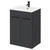 Napoli Gloss Grey 600mm Floor Standing Vanity Unit with 1 Tap Hole Minimalist Basin and 2 Doors with Matt Black Handles Right Hand View