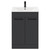 Napoli Gloss Grey 600mm Floor Standing Vanity Unit with 1 Tap Hole Minimalist Basin and 2 Doors with Matt Black Handles Front View