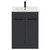 Napoli Gloss Grey 600mm Floor Standing Vanity Unit with 1 Tap Hole Minimalist Basin and 2 Doors with Matt Black Handles View from Front
