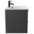 Napoli Gloss Grey 600mm Wall Mounted Vanity Unit with 1 Tap Hole Minimalist Basin and 2 Drawers with Matt Black Handles Side View
