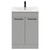 Napoli Gloss Grey Pearl 600mm Floor Standing Vanity Unit with 1 Tap Hole Minimalist Basin and 2 Doors with Matt Black Handles Front View
