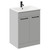 Napoli Gloss Grey Pearl 600mm Floor Standing Vanity Unit with 1 Tap Hole Minimalist Basin and 2 Doors with Matt Black Handles Left Hand View
