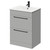 Napoli Gloss Grey Pearl 600mm Floor Standing Vanity Unit with 1 Tap Hole Minimalist Basin and 2 Drawers with Matt Black Handles Right Hand View