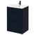 Napoli Deep Blue 600mm Floor Standing Vanity Unit with 1 Tap Hole Minimalist Basin and 2 Drawers with Matt Black Handles Right Hand View
