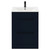 Napoli Deep Blue 600mm Floor Standing Vanity Unit with 1 Tap Hole Minimalist Basin and 2 Drawers with Matt Black Handles Front View