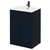 Napoli Deep Blue 600mm Floor Standing Vanity Unit with 1 Tap Hole Minimalist Basin and 2 Doors with Matt Black Handles Right Hand View