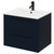 Napoli Deep Blue 600mm Wall Mounted Vanity Unit with 1 Tap Hole Minimalist Basin and 2 Drawers with Matt Black Handles Right Hand View